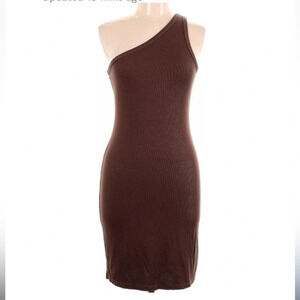 ARTICLES OF SOCIETY NWT Jade Dress, one shoulder ribbed, chocolate color size L